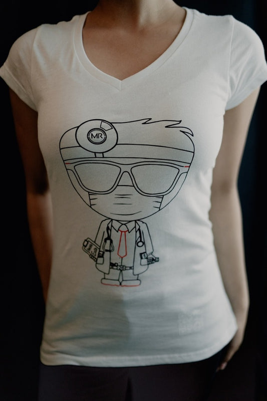 T-Shirt "El Doctor" Blanca Dama Cuello V