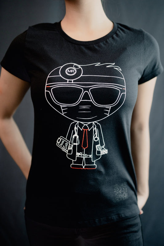 T-Shirt "El Doctor" Negra Dama Cuello Redondo