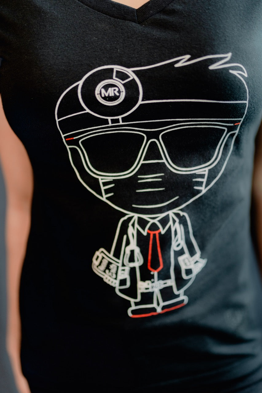 T-Shirt "El Doctor" Negra Dama Cuello V